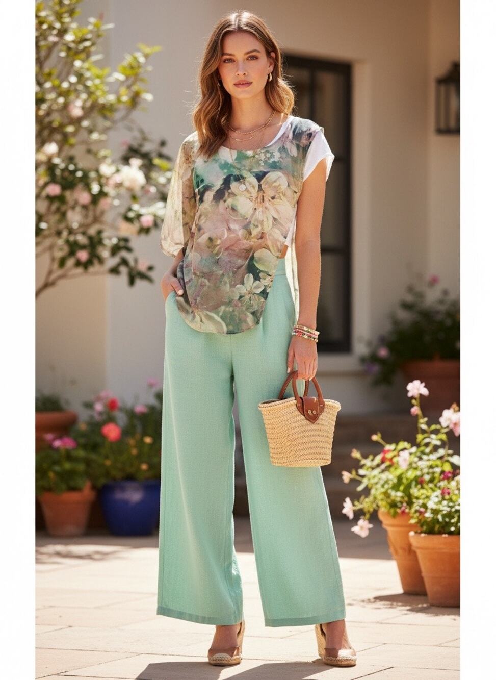 Stile Benetton Floral Overlay Blouse — NWT XS